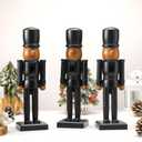 3 Pcs Christmas Nutcracker Ornaments 10 Inch Wooden Black Nutcracker Soldier African American Nut Cracker Figures Modern Minimalist Christmas Table Centerpiece Decor for Tabletop Mantle Fireplace Home