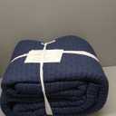 Levtex Home Cross Stitch Reversible King Bedspread Set (120x104in) with 2 Pillow Shams (36x20in) - Stitch Texture - Navy - Cotton King Size Bedspread Set - Soft, Pre-Washed