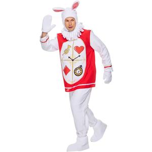 ReneeCho Mr Rabbit Costume the White Rabbit Costume Men Adult Famous Movie figure Halloween Set Funny Bunny Suit (X-Large)