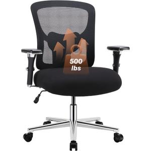 Sweetcrispy Ergonomic 500lbs Wide Heavy Duty Big and Tall Home Office Chair with Adjustable Lumbar Support and Wheels, 3D Armrest, for Adults (Black) Sweetcrispy Ergonomic 500lbs Wide Heavy Duty Big and Tall Home Office Chair with Adjustable Lumbar Support and Wheels, 3D Armrest, for Adults (Black)