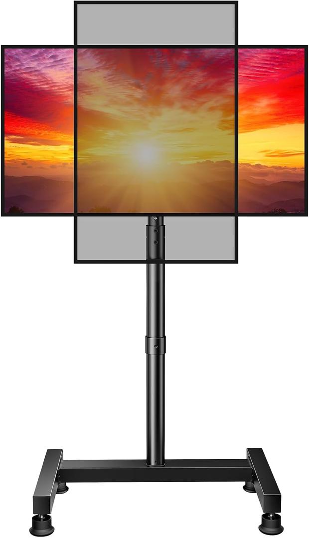 Perlegear Floor TV Stand with Mount for 26-50 inch TVs up to 55 lbs, TV Floor Stand with Rotation, Tilt, Level, Height Adjustable TV Stand for Bedroom/Living Room, Max VESA 300x300mm, PGFS12, Black