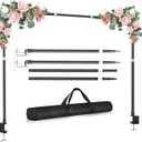 75" Extra Tall Over the Table Rod Stand with Clamps, 1 Thick Pipe, 53"-97" Length Adjustable Aluminum Table Arch Balloon Flower for Wedding Birthday Party Decoration - Easy to Install