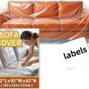 Plastic Clear Sofa Furniture Covers for Moving Storage, Waterproof and Dust Proof, Extra Large Clear Furniture Moving Covers for Couch with Label, Bag Open Size 92x 62 x 42 Inch