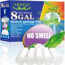 OKKEAI 8 Gallon Trash Bags 30L Garbage Bags Medium White Kitchen Trash Bags Wastebasket Liners for Bathroom,Home Office, Lawn,60 Count,Clear (Fits 7-10 Gallon Bins)