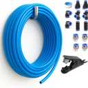 PU Air Line Kit 6mm OD x 4mm ID  32.8ft Blue Flexible Hose with Push to Connect Fittings, Tube Cutter  Pneumatic Air Tubing Kit for Compressor, Air Tools, Laser Assist