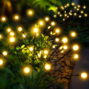 Solar Garden Lights, 40 LED Firefly Garden Lights Solar Outdoor, Solar Lights for Outside Sway by Wind, Solar Lights Outdoor Waterproof for Christmas Yard Patio Pathway Decoration (4 Pack) (Warm White)