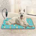 GOLOPET Large Dog Heating Pad 34x21in with Smart Thermostat Switch and Power Line Protection Tube,Obtained MET and UL Dual Certification,Waterproof Pet Pad, Suitable for Dogs of All Ages-Blue