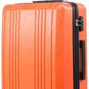 Coolife Luggage PC+ABS Hardshell Suitcase with TSA Lock, Spinner Carry On Lightweight ( Orange, S(20in_carry on))