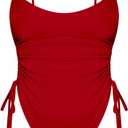 Women's Sexy One Piece Bathing Suit Tummy Control Swimsuit (Large, Bright Red)