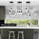 3-Lights Modern Pendant Light Fixtures Black Adjustable Height Ceiling Lights Chandelier with Clear Glass Shades Kitchen Island Lighting Hanging E26 Base for Foyer Dining Room