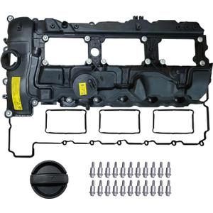 N55 Engine Valve Cover Kit with Gasket, Bolts & Oil Cap — Compatible with BMW 135i 335i 535i 640i 740i X3 X5 X6 1 3 5 6 7 Series (2011-2018) — Replaces OEM # 11127570292