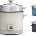 bella 16 Cup Rice Cooker with Steamer, Dishwasher Safe Steaming Basket, Rice Paddle and Measuring Cup, Removable Nonstick Cooking Bowl, Automatic Keep Warm Function, 400 Watt, Oatmilk