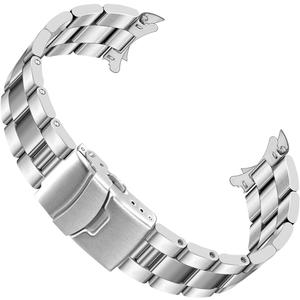 Juntan Stainless Steel Curved Solid End Tapered Watch Band, 18mm 20mm 21mm 22mm Watch Bands Metal Watch Strap Bracelet Deployment Double FlipLock Buckle Silver Black Silver Gold (Brushed & Polished Silver)