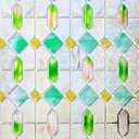 3D Stained Glass Window Film, Decorative Window Privacy Film for Bathroom,Front Door,Home, Sun Blocking Heat Control,Static Cling,Glass Haven 23.6inch x 35.4inch