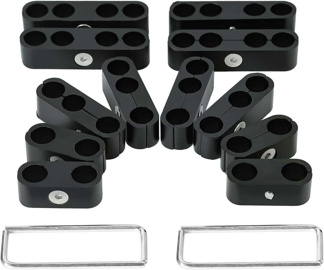 Spark Plug Wire Separators Aluminum Kit, 7mm 8mm 9.5mm Engine Spark Plug Wire Separator Divider for Looms SBC 350(Black,2pcs)