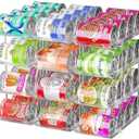 Attelite Can Organizer for Pantry, 3 Sets 4 Tiers Can Storage Organizer Pantry, Soda Can Organizer for Fridge 48 Cans Rack Automatic Rolling Stackable Canned Food Organizer, Clear