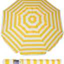 AMMSUN 6.5 Foot Heavy Duty Beach Umbrellas for Sand with tilt Sun Shelter, UV 50+ Protection Outdoor Sunshade Umbrella with Carry Bag for Patio Garden Beach Pool Backyard multicolor Yellow (Capri Yellow Stripe)