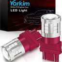 Yorkim LED Brake Light Bulb 3157 LED Bulb Red, 3156 led Tail Lights with projector 3057 3056 3457 4057 4157 bulb Led Replacement Lamp for Stop Lights Brake Lights Tail Bulbs, pack of 2