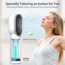 Small Air Purifier, QUEENTY Desktop Air Purifier Ionizer with True H13 HEPA Filter, Travel Air Purifiers for Bedroom Home, Pets, 2 Speeds, Energy Save, 3 Stage Filtration System (Beige)