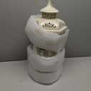 JHY DESIGN Set of 3 Decorative Candle Lanterns 20''&14"&10" H Outdoor Candle Lanterns Vintage Metal Cand leholder for Indoor Outdoor, Events, Parities and Weddings(White with Gold Brush)