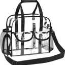 MOFASVIGI Clear Bag Stadium Approved Transparent Waterproof Clear Tote Bags for Work, Sports Games, Concerts,Travel-12 x12 x6 (Black)