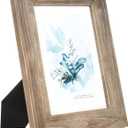 KAIWIN 100% Solid Wood Brown 5x7 Picture Frame 1 Pack - Display Picture 4x6 with Mat, HD Glass Inside, Rustic Wooden Photo Frames for Table Top and Wall Mounting