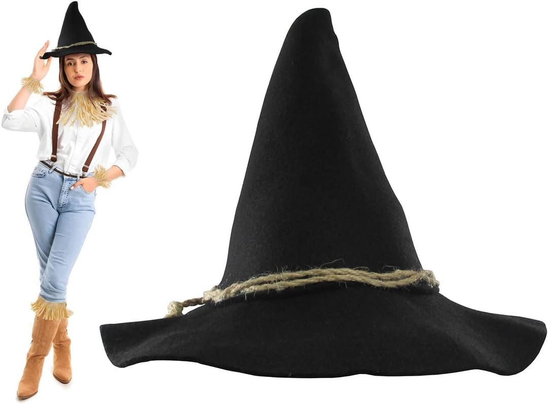 Nicky Bigs Novelties Witch Wizard Hat for Adults, Felt Oktoberfest Hat, Scarecrow Hats Costumes Accessory (Black)