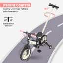 JMMD 6 in 1 Toddler Bike with Push Handle for Kids 18-60 Months, 12" Foldable Balance Bike with Training Wheels, Pedals, Brakes, Kickstand, Push Tricycle Toddler Gift & Toys for Boy & Girl