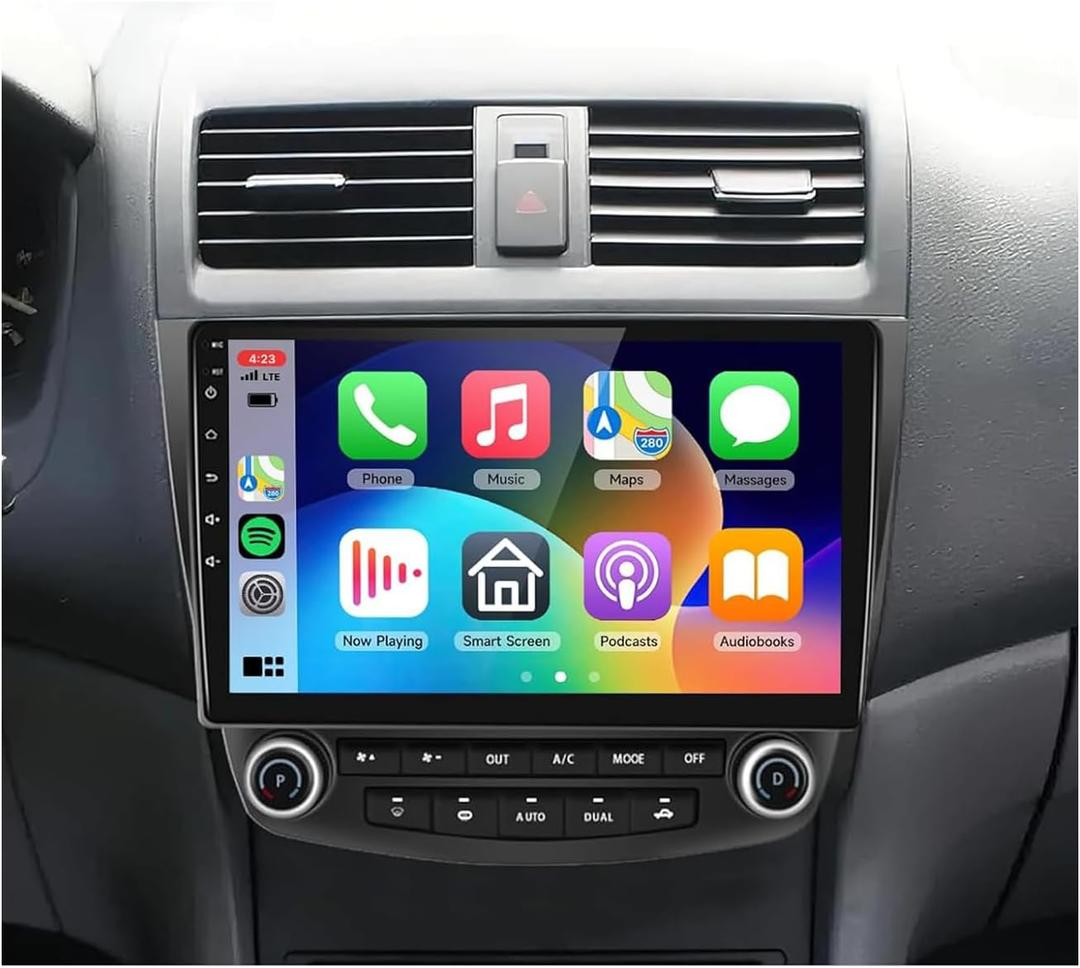 8Core 4G 64G Car Stereo Radio for Honda Accord 7th 2003-2007 with 10.1inch 1280X720P QLED Touch Screen,DSP/46 EQ,Wireless CarPlay Android Auto,Bluetooth 5.0,GPS FM/RDS,WiFi SWC+AHD Backup Camera