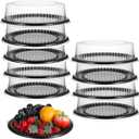 10 Pack Heavy Duty 12-Inch Catering Trays with Clear Lids Durable PET Plastic Round Serving Platters for Party, Sandwich, Veggie & Dessert Displays