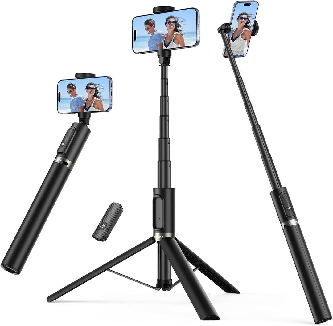 2 x SYNCWIRE 55" Selfie Stick Phone Tripod for iPhone, All-in-one Extendable Aluminum Selfie Stick with Remote, Travel Tripod for iPhone 17/16/15/14/13/12 Series and More Smartphones (Black)