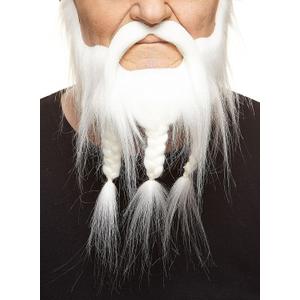 Mustaches Self Adhesive Captain Fake Mustache and Beard, Novelty, Braided, False Facial Hair, Costume Accessory for Adults, White Color