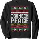 I Come In Peace Ugly Christmas Sweater Sweatshirt,Size L