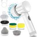 Electric Spin Scrubber - Shower Scrubber, Bathroom Scrubber Electric, for Cleaning Tub, Floor, Tile, Window, Sink, Kitchen Cleaning with 6 Electric Cleaning Brush Head (Set of 6)