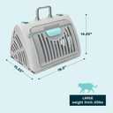 SportPet Large Hard-Sided Travel Cat Carrier - Cat Carrier with Patented Wide Side-Opening Door, Foldable Portable Pet Carrier with Removable Bed for Cats & Small Pets up to 25lbs - Gray