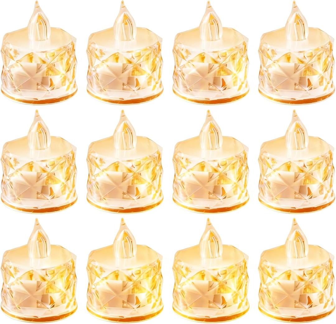 24PCS Flameless LED Candles - Battery Operated Votive Lights for Wedding Centerpieces, Holiday Tablescapes, Yoga Studios - Safe Tabletop Decor for Dinner Parties & Home Ambiance Lighting (Diamond white)