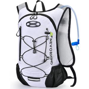 Lightweight Hydration Backpack, Running Backpack with 2L Water Bladder, Hydro Water Daypack for Cycling Hiking Rave for Men Women (White)