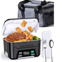 Heated Lunch Box Battery Powered with Automatic Heating, Cordless Heatable Lunchbox for Adults, 1.3L Portable Food Warmer with Insulated Carry Bag