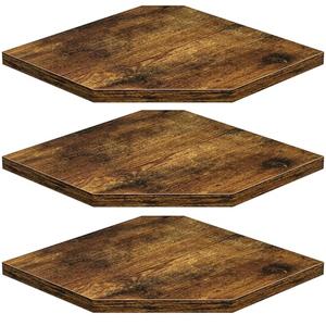 Corner Shelf Wall Mount, Floating Corner Shelves, Set of 2 Corner Wall Shelf Organizer, Rustic Wood Wall Storage Display Shelves for Living Room Bedroom Bathroom Kitchen, Rustic Brown