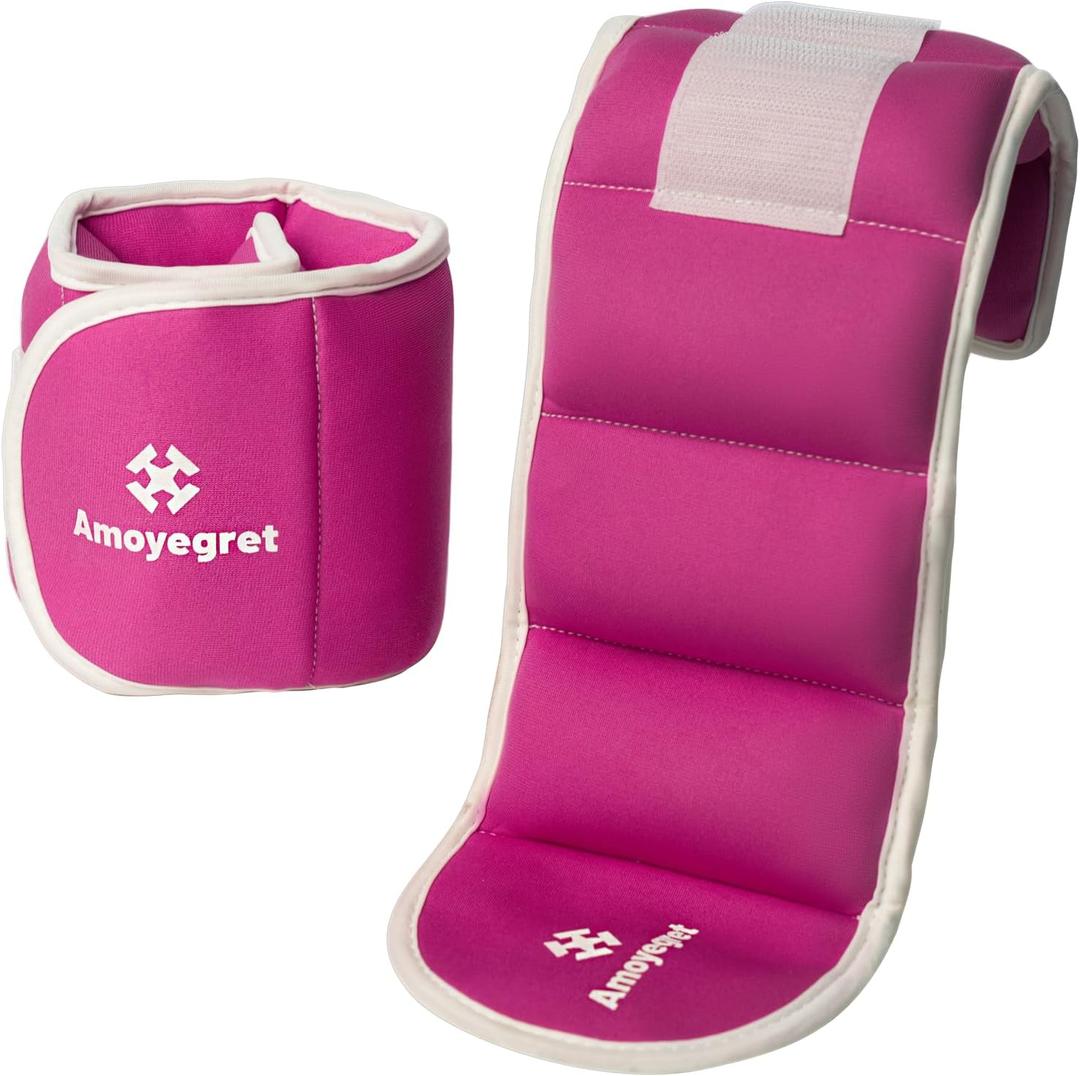 Ankle Weights, Wrist & Leg Weights for Women Men Weighted Wristbands & Foot Weight | Comfortable Fixed Weight Set ( 4 lbs Pair), Soft Breathable Fabric, Ideal for Walking, Workout (Pink)