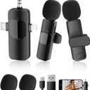 3-in-1 Wireless Lavalier Microphone for iPhone&Android,mini Microphone for Camera,mini mic with Noise Cancellation,Plug & Play,Long Battery Life for YouTube/TikTok/Vlog Recording
