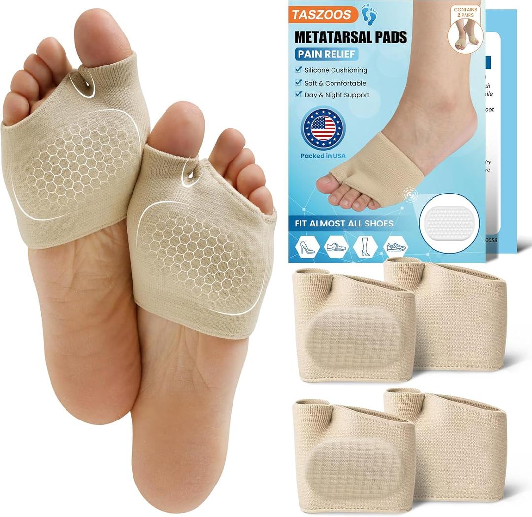 Metatarsal Pads for Women and Men - Thicker Ball of Foot Cushion with Gel for Pain Relief, Metatarsalgia, Morton's Neuroma - Foot Pads for Walking, Standing, Running - 2 Pairs (M (WOMEN 6-8 MEN 4.5-6.5))