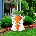 2 x Easter Decorations Outdoor, 23.6 Inch Large Easter Yard Signs, Cute Bunny Carrot Yard Lawn Decorations, Welcome Yard Sign for Spring Home Garden Outdoor Decor