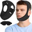 Chin Strap for Sleeping, Anti Snoring Devices Comfortable Effective Stop Snoring Solution, Snore Stopper Breathable, Anti Snore Chin Strap Adjustable Velcro, with Eye Mask, Black-GSDDS