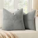 MIULEE Silver Grey Corduroy Pillow Covers Pack of 2 Boho Decorative Spliced Throw Pillow Covers Soft Solid Couch Pillowcases Cross Patchwork Textured Cushion Covers for Living Room Bed Sofa 20x20 inch