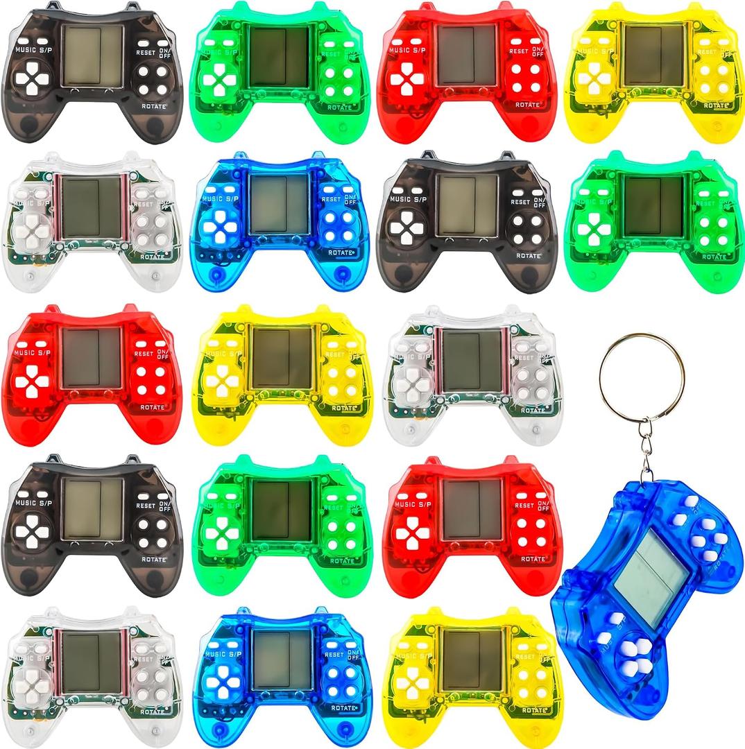 18 Pack Mini Video Game Keychain Small Gamepads Keychains for Video Game Party Favors Birthday School Party Gifts (Color Style 1)