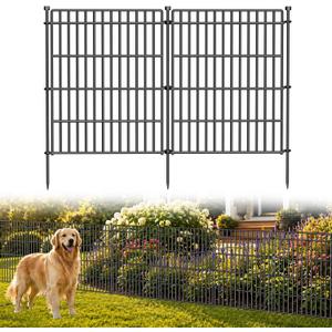 10 Panels No Dig Garden Fence Animal Barrier, 28in(H) 19.6ft(L) Decorative Metal Outdoor Dog Fence, Rustproof Pet Fencing for Yard, Patio, Flower Bed -Temporary Fencing| Easy to Install