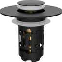 Hibbent Upgraded 3 in 1 Bathroom Sink Drain Strainer, Universal Pop Up Stopper, Removable Stainless Steel Filter Basket Hair Catcher, Sink Plug for 1.1''~2.36'' Basin, Brass Bullet Core, Matte Black