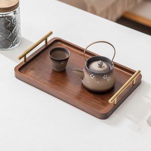 Bamboo Serving Tray with Gold Handles, Food Tray for Breakfast,Coffee Table,Dinner & Bar, Decorative Tray for Kitchen, Bedroom (Small) (11.8" x 7.7" x 2")