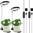 Grow Lights for Indoor Plants, 48 LEDs Full Spectrum Plant Light for Indoor Plants, Height Adjustable Growing Lamp with Base, 3 Optional Spectrums, Auto Timer 3/9/12Hrs, 10 Brightness, 2 Pack (3.4in-Black)